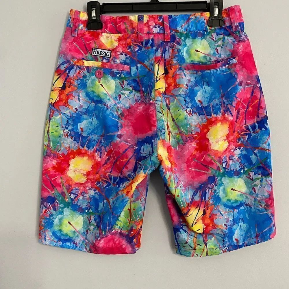 HRESKI Explosion of Color Golf Shorts Men Size 30 - Picture 8 of 8